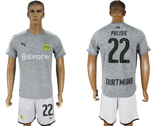 Dortmund #22 Pulisic Grey Soccer Club Jersey